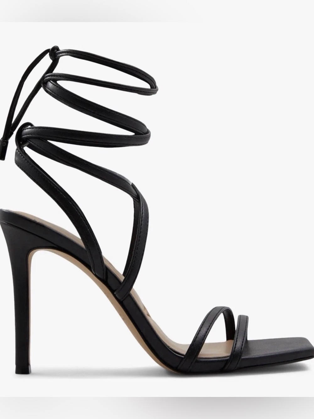 Aldo Womens Phaedra Black Strappy Heeled Sandal Open Round Toe Size 8 Black New